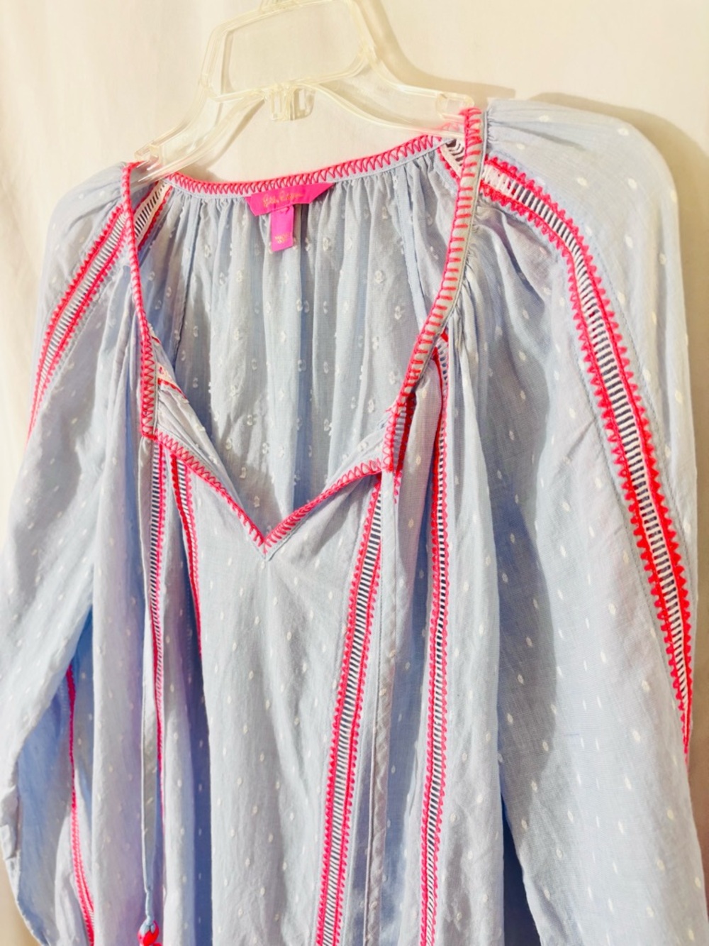 Lilly Pulitzer Coastal Blue Peasant Top - Picture 4 of 9